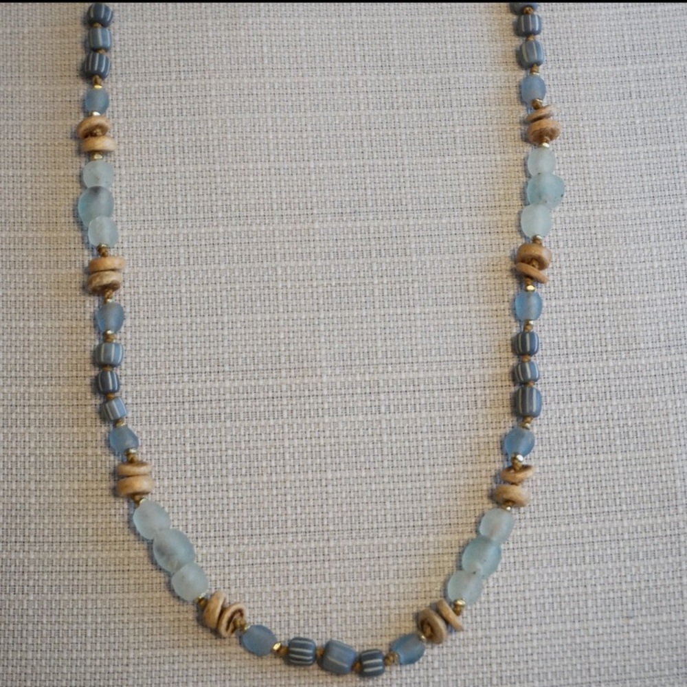 Recycled Glass bead and Coconut Handmade Necklace